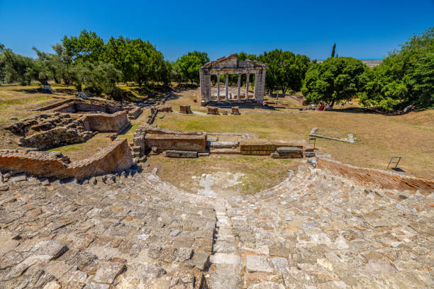 istock High angle view of old Amphitheatre and trees against clear sky during summer 1432191129