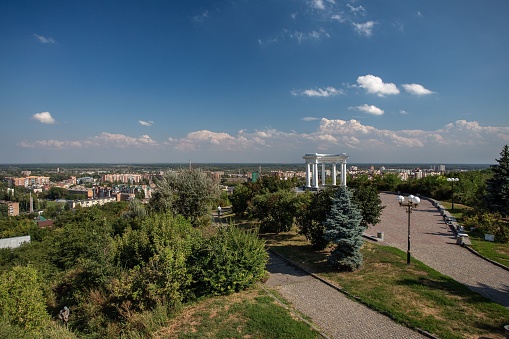 The white gazebo in Poltava, Ukraine on a sunny day