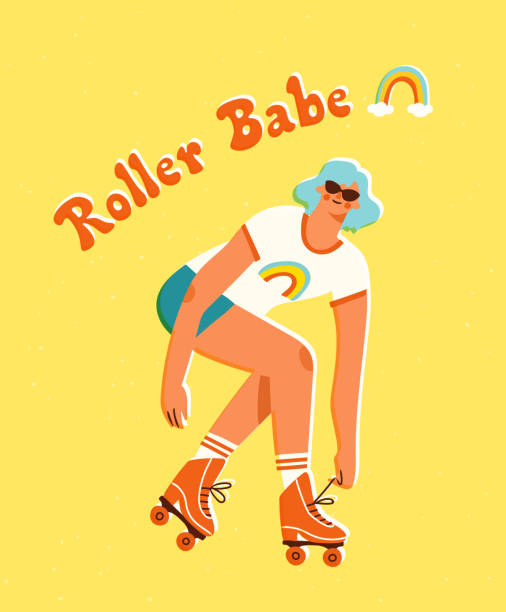 illustrazioni stock, clip art, cartoni animati e icone di tendenza di ragazza di pattinaggio a rotelle che indossa occhiali da sole. - girl sunglasses 80s