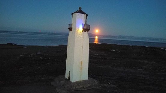 Scenery of the lighthouse before dawn