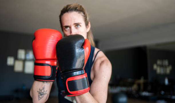 istock Fit woman boxing during a gym workout session 1432202685