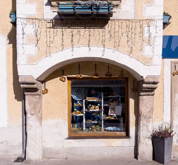 istock selective focus on an ancient wall with a window decorated with traditional pretzels. 1432204546