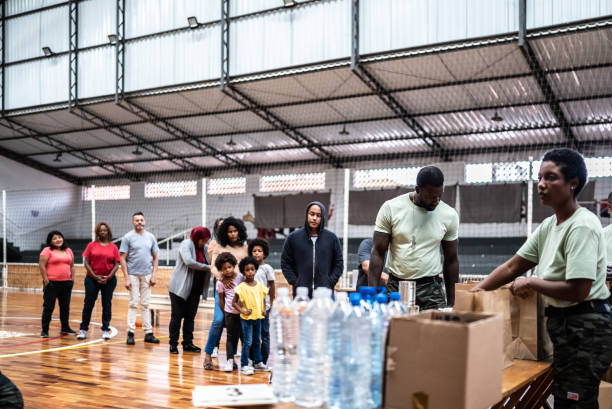 istock Soldiers organizing donations at a gymnasium 1432209961