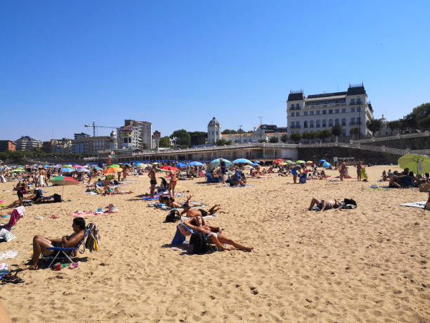Playa El Sardinero beach in Santander city beautiful Cantabria shore in Northern Spain