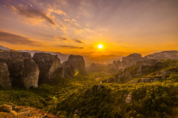 istock Beautiful view of Meteora monastery against cloudy sky during sunset 1432210248