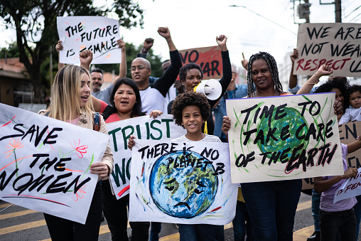 People protesting in the street