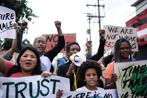 People protesting in the street