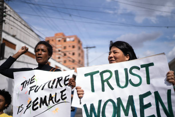 istock Women protesting in the street 1432212059