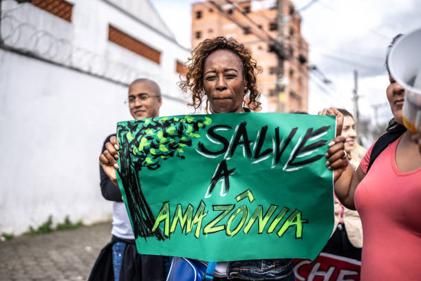 istock Brazilian environmentalists protesting about Amazon outdoors 1432212191