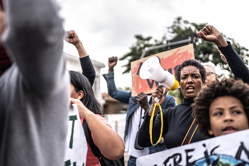 People protesting in the street