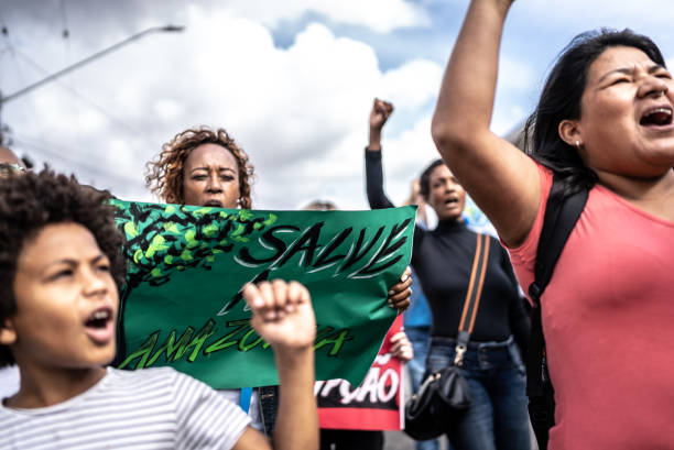 istock Brazilian environmentalists protesting about Amazon outdoors 1432212265