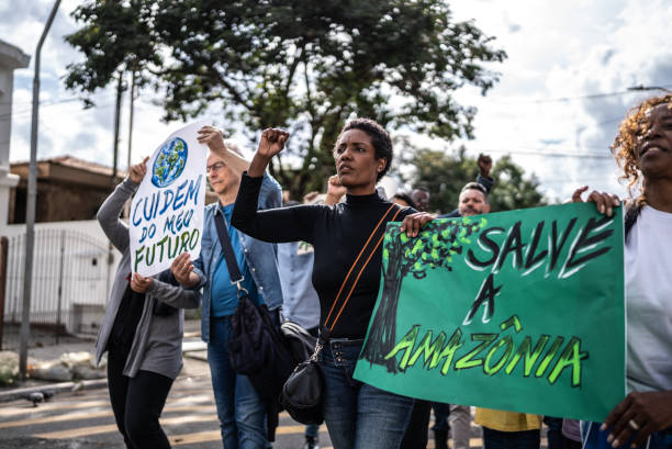 istock Brazilian environmentalists protesting about Amazon outdoors 1432213215
