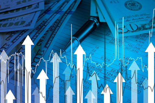 Global economic data downturn concept, 3D rendering.