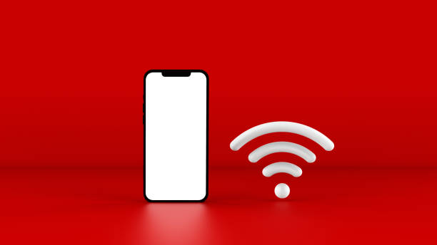 istock Mobile Phone Template Mockup and wifi icon. 3D illustration. 1432218144