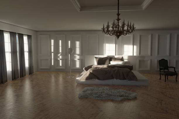 istock 3D rendering of classic bedroom apartment with cosy bed 1432220040