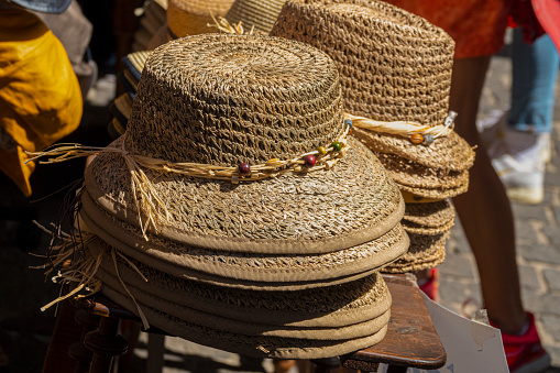 straw hats for sale outdoor