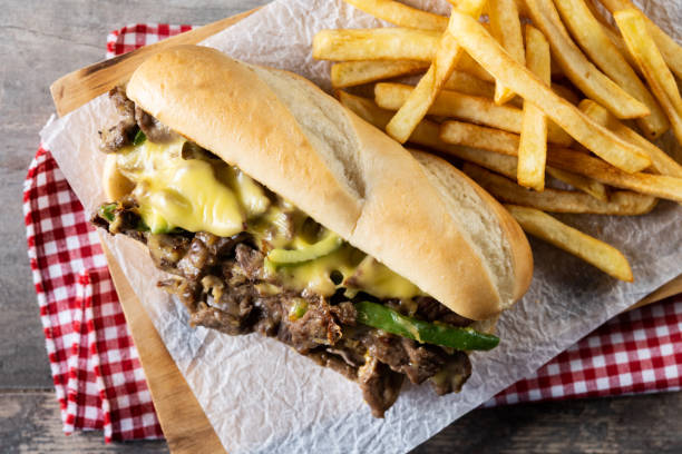 istock Philly cheesesteak sandwich with beef, cheese,green pepers and caramelized onion 1432224676