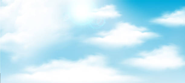 illustrations, cliparts, dessins animés et icônes de vue du paysage de ciel bleu arrière-plan avec ciel nuageux et design ensoleillé - pastel colored sky ethereal softness