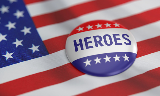 USA Flag And Heroes Badge