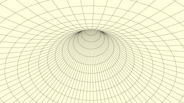 istock Abstract wireframe tunnel. Vector wormhole. 3D portal. Futuristic fantasy funnel. 1432237352