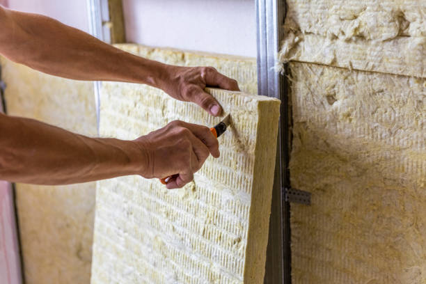 istock Worker insulating a room wall with mineral rock wool thermal insulation. 1432239426