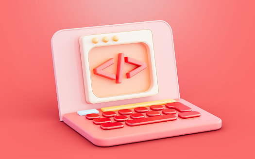 Html Website Code Interface On Laptop 3d Illustration Computer Stock ...
