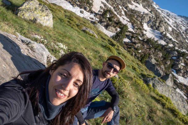 istock Young couple trekking in the Pyrenees, selfie 1432242865