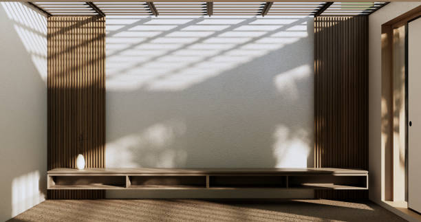 istock Cabinet room wooden interior wabisabi style.3D rendering 1432243299