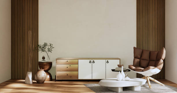 istock Cabinet room wooden interior wabisabi style.3D rendering 1432243689