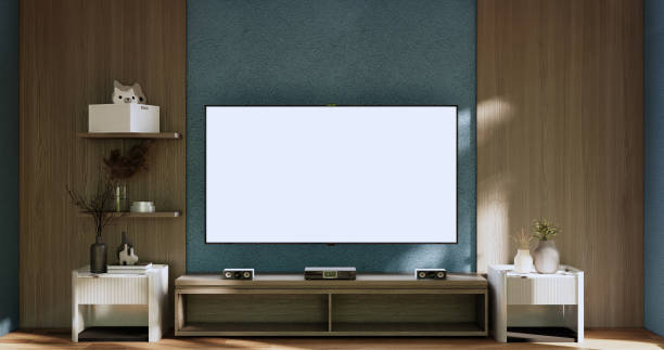 istock cabinet in modern zen living room on light blue wall background,3d rendering 1432244628