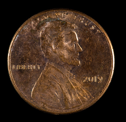 2019 plain US Lincoln cent minted in Philadelphia