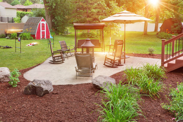 istock Suburban backyard patio and garden 1432250151