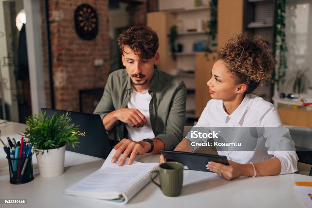 Two Business People Learn To Write Software Code In Successful Teamwork ...