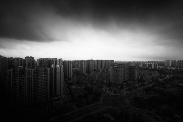 istock Black and white urban bird watching map of Chengdu 1432252998