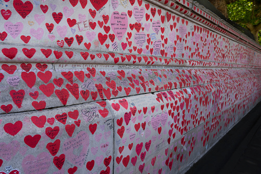 The National Covid Memorial Wall. The National Covid Memorial Wall in London is a public mural painted in memory of COVID-19 pandemic victims in United Kingdom