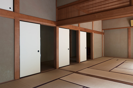 Interior view of traditional Japanese house in Kyoto, Japan