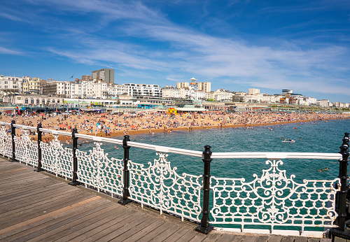 Blackpool,Uk,26,October,2015.Central pier in Blackpool,Uk,with tower in the background.