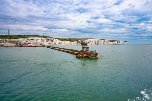 White Cliffs of Dover and Dover Harbour in Kent England UK United Kingdom