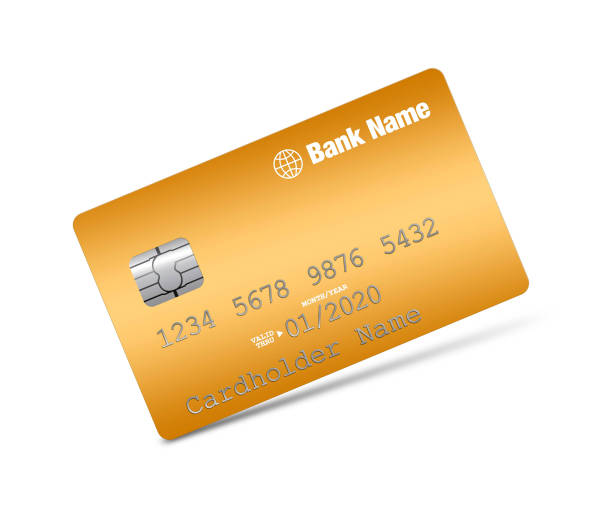 istock Golden credit card on a white background 1432266340