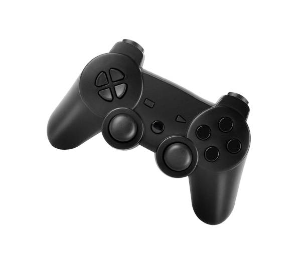 Traslúcido joypad negro sobre blanco - foto de stock