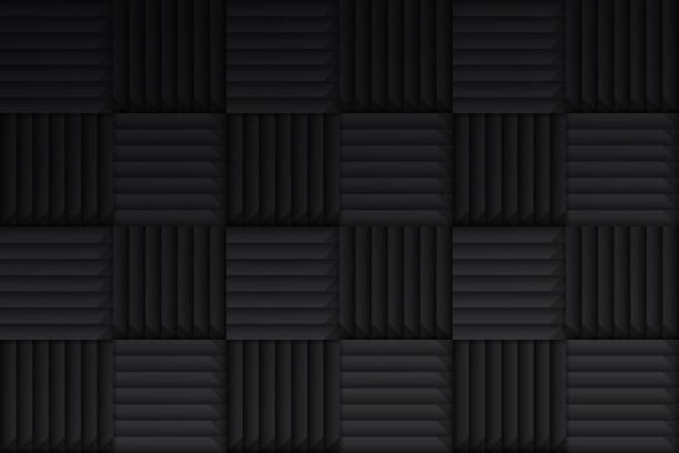 Sound Dampening Foam Background Pattern Sound dampening foam wall seamless tileable pattern abstract background. black noise texture stock illustrations