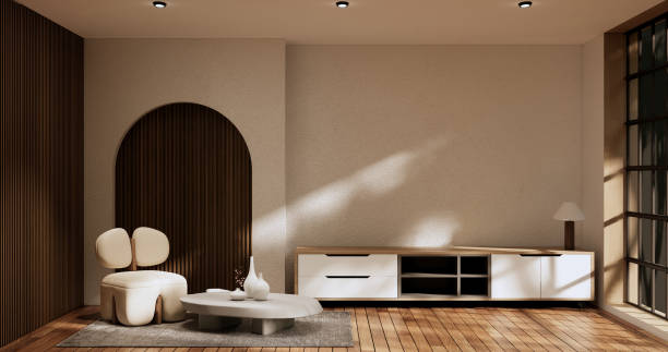 istock Cabinet room wooden interior wabisabi style.3D rendering 1432273612
