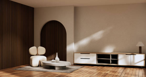 istock Cabinet room wooden interior wabisabi style.3D rendering 1432273648
