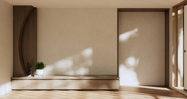 istock Cabinet room wooden interior wabisabi style.3D rendering 1432273875