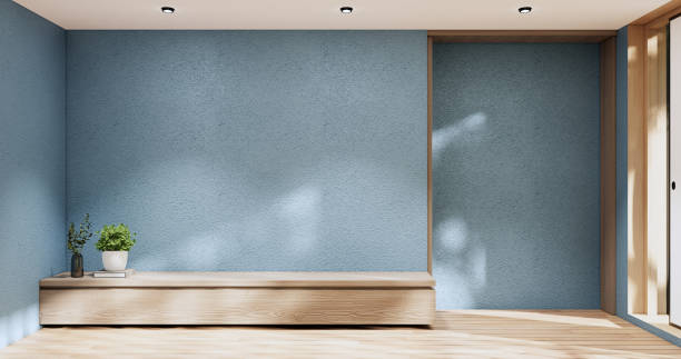 istock cabinet in modern zen living room on light blue wall background,3d rendering 1432273909