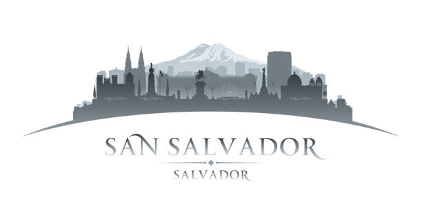 stockillustraties, clipart, cartoons en iconen met san salvador city skyline silhouette - el salvador