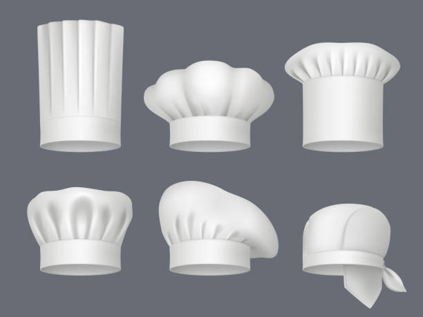 Chef professional clothes. Bandanas and hats for chef decent vector realistic templates collection isolated Chef professional clothes. Bandanas and hats for chef decent vector realistic templates collection isolated of chef clothing professional cap illustration chefs hat stock illustrations