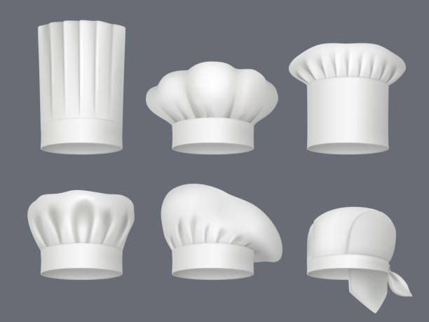 chef professional clothes. bandanas and hats for chef decent vector realistic templates collection isolated - 廚師帽 幅插畫檔、美工圖案、卡通及圖標