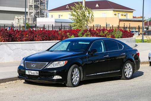 Atyrau, Kazakhstan - October 4, 2022: Japanese luxury car Lexus LS460 (XF40) in the city street.