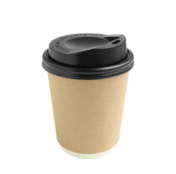 Hot Coffee Cup with Built-in Paper Heat insulation isolated on white background with clipping paths Hot Coffee Cup with Built-in Paper Heat insulation isolated on white background with clipping paths cup disposable cup paper insulation stock pictures, royalty-free photos & images